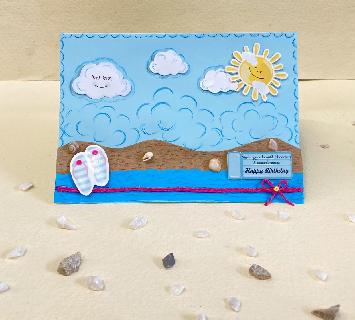 Beach themed card- Seashells and Sand Birthday greeting card