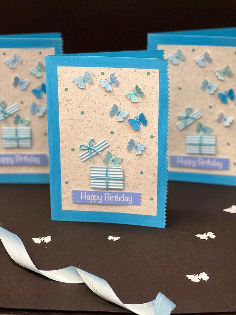 blue butterflies greeting card