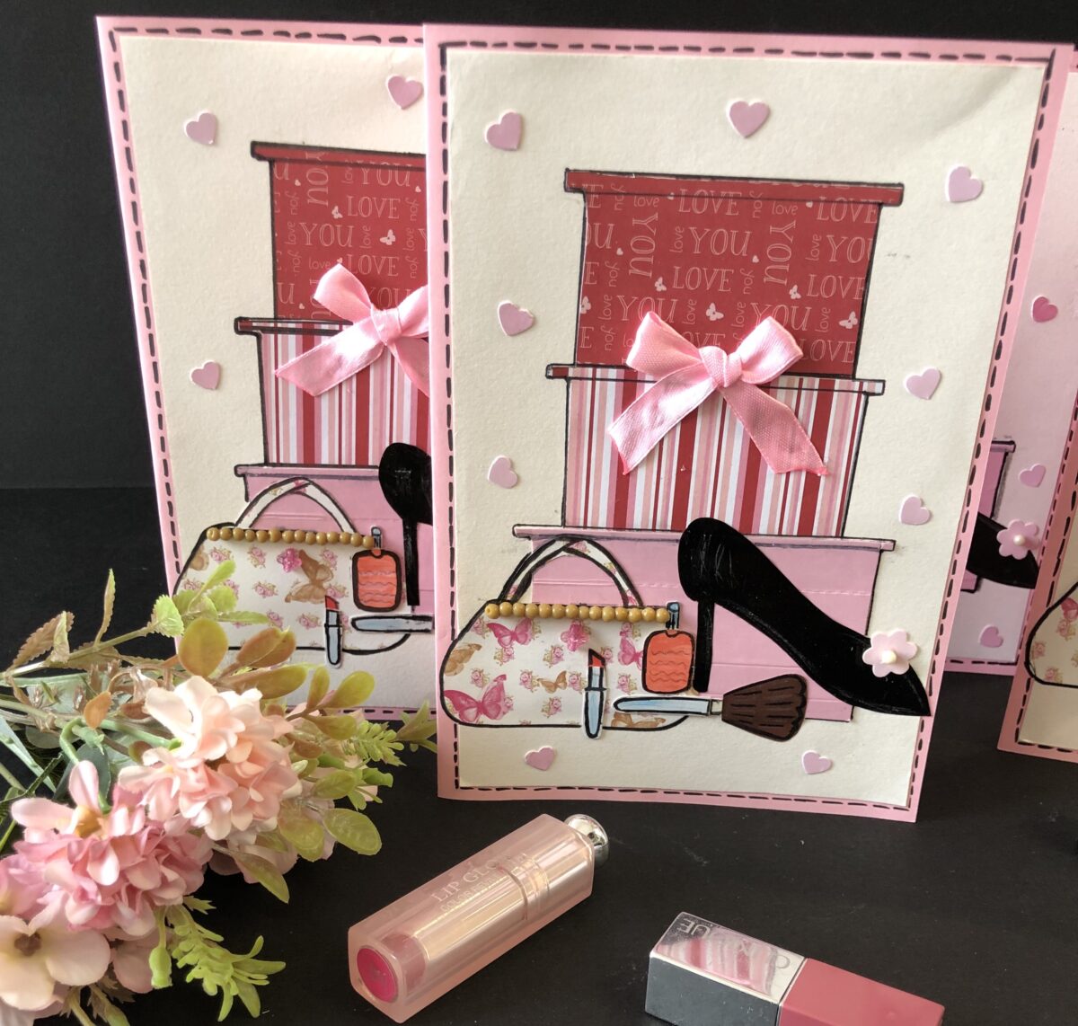 Handmade pink theme greeting card