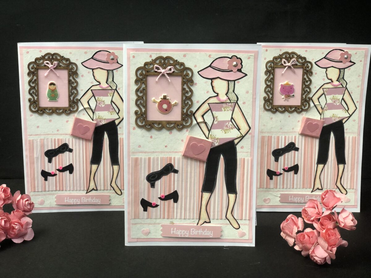 pink theme greeting card