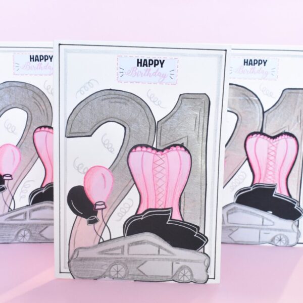 21 cars greeting card