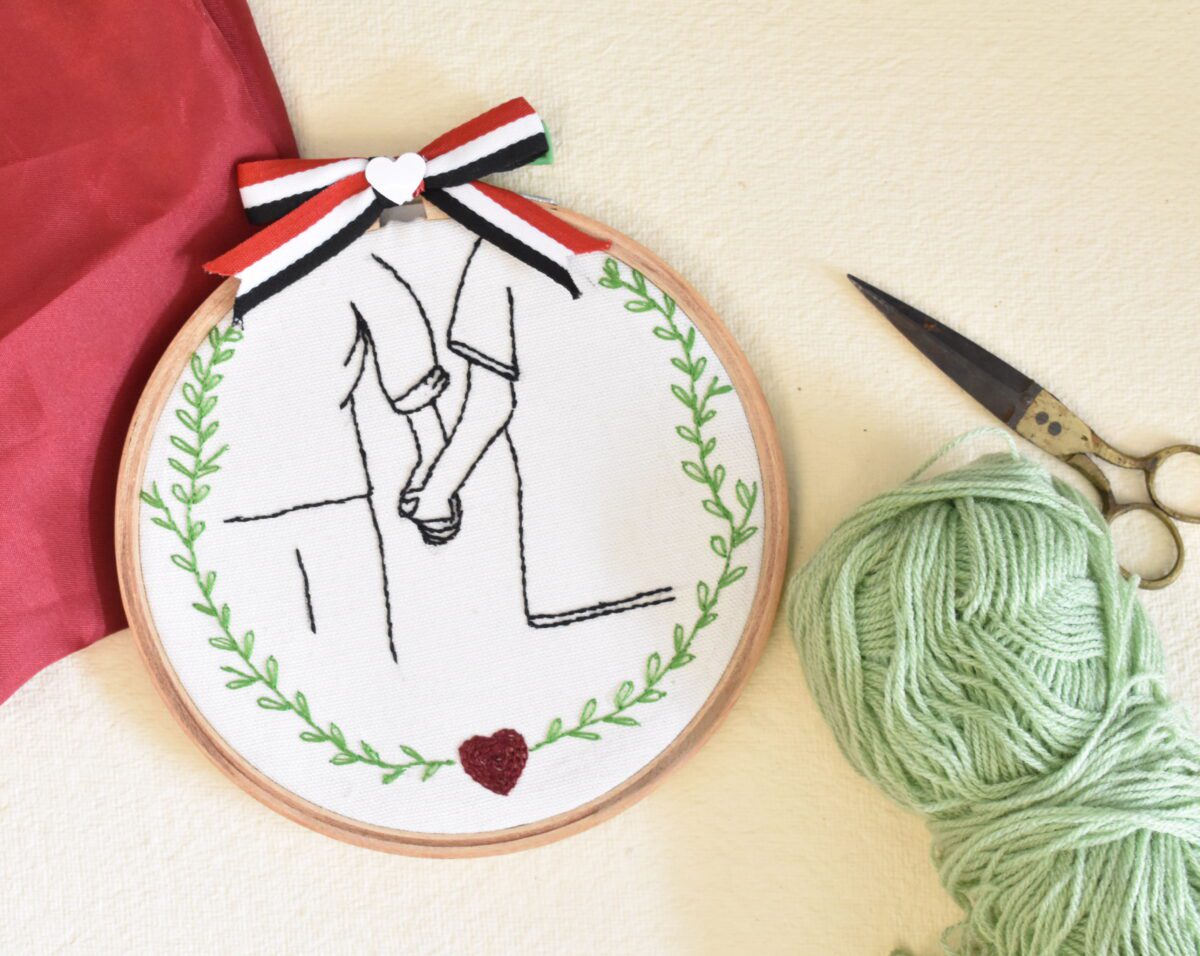 couple's gift embroidered hoop