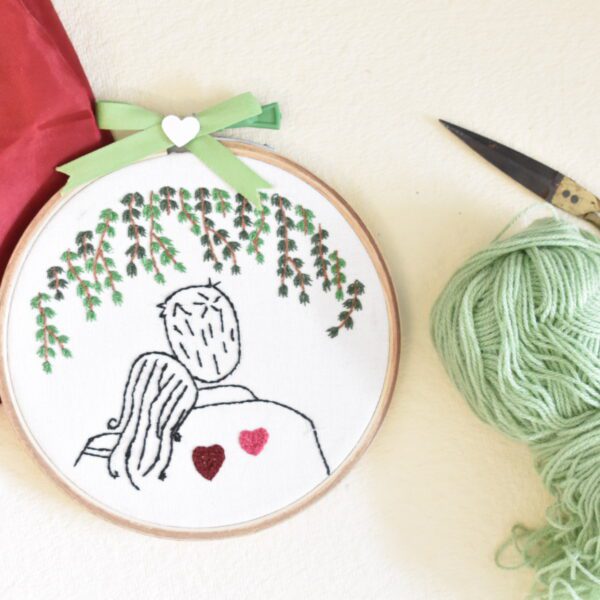 couple's embroidered hoop