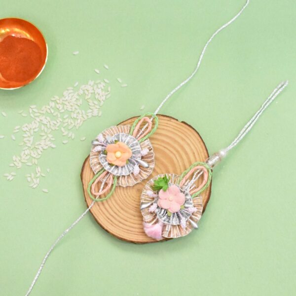 Floral Rose Gold Rakhi Set