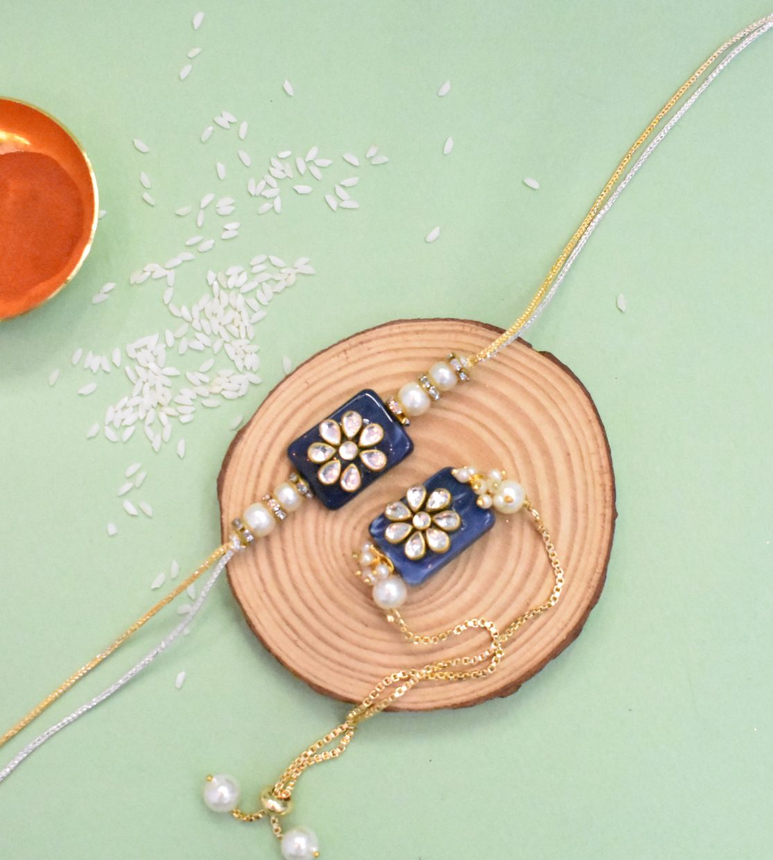 kundan Rakhi Set