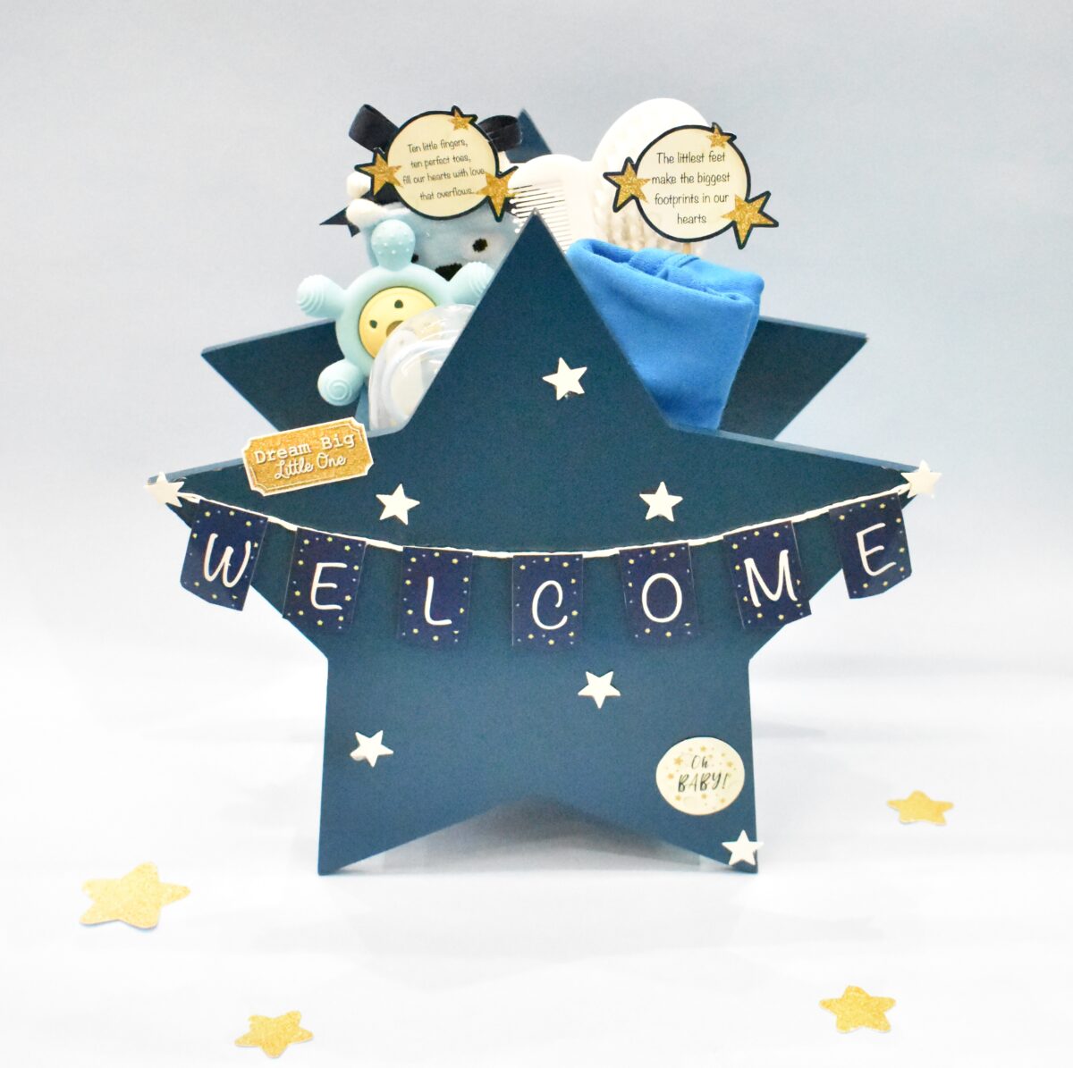 decorated star theme gifts baby boy