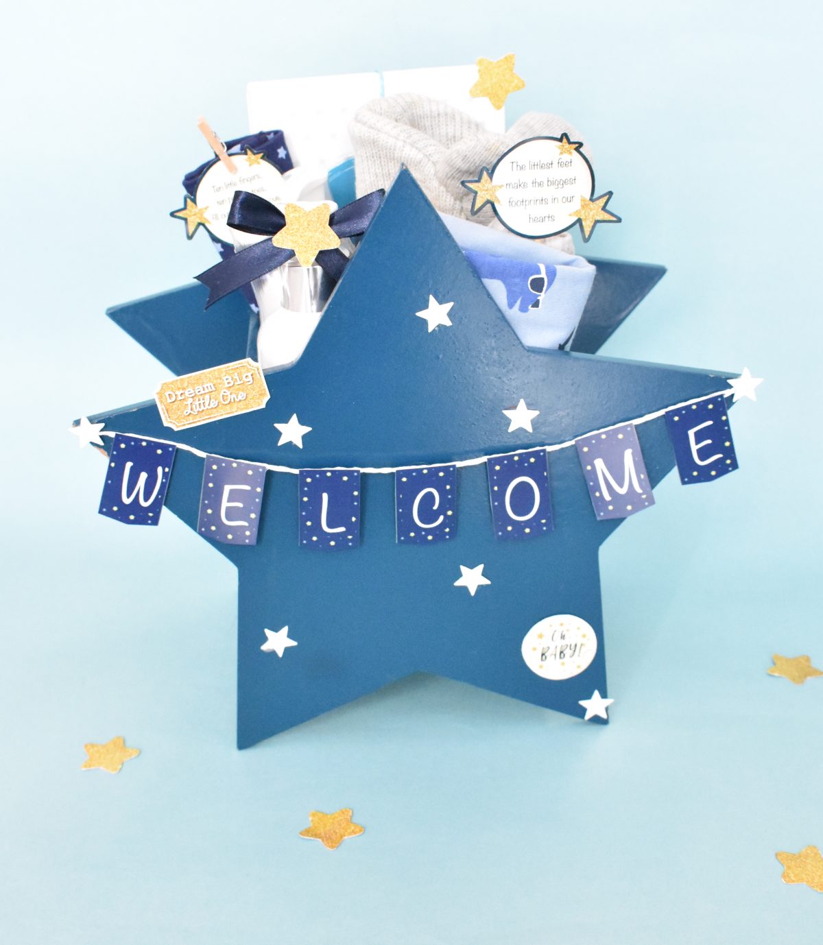 decorated star theme gifts baby boy
